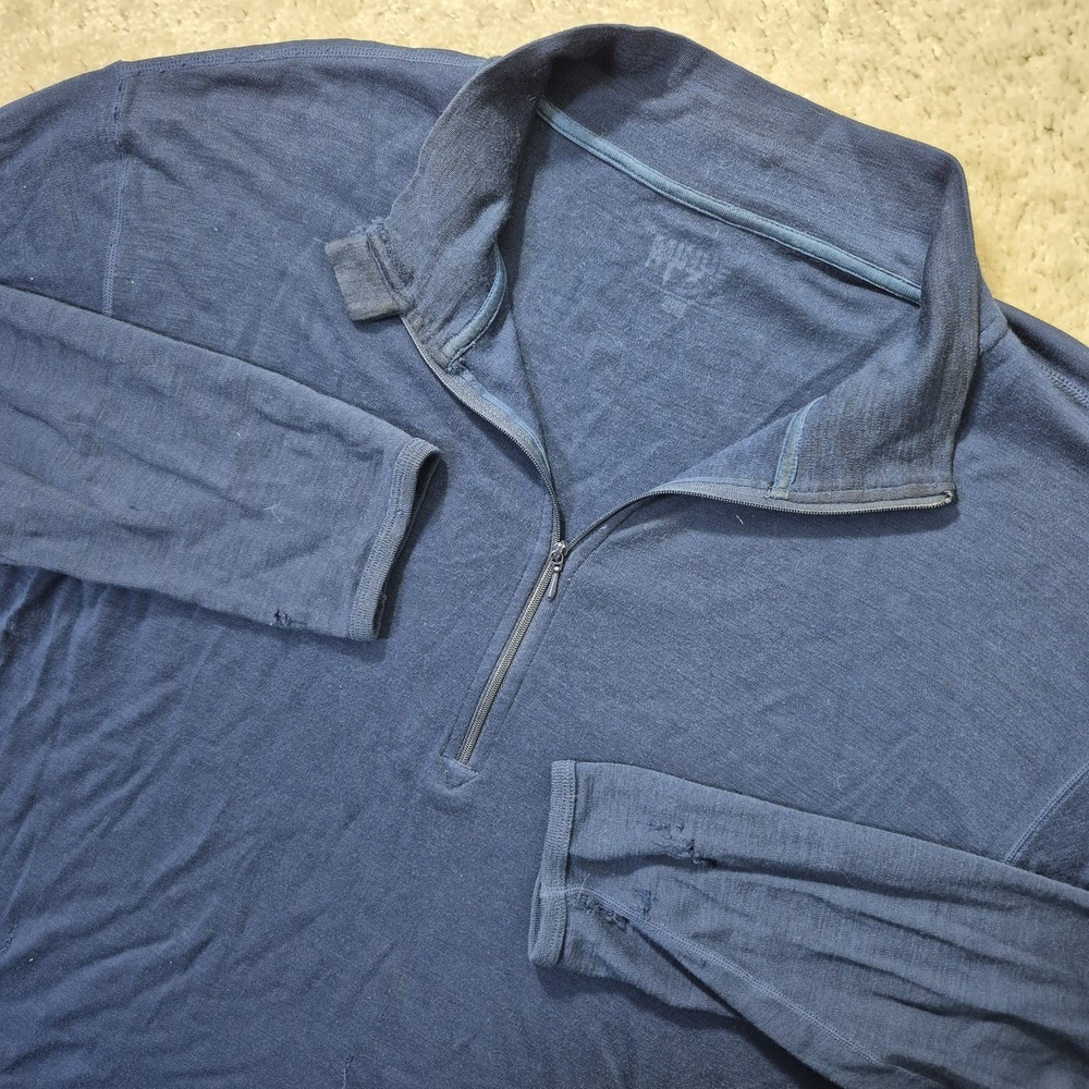 Minus33 Shirt Mens 2XL Merino Wool Mid Weight Isolation 1/4 Zip Base Layer HOLES
